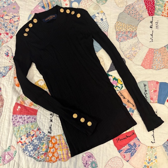 Louis Vuitton Tops - LV Black Long Sleeve Top with Gold Buttons